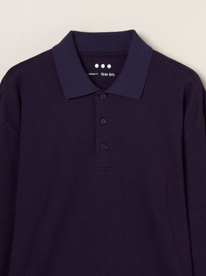 Men's cotton wool l/s polo shirt 詳細画像