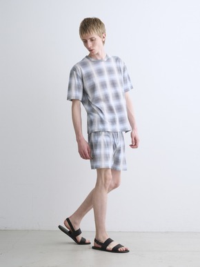 Men's shadow check print t-shirt 詳細画像