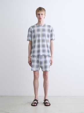 Men's shadow check print t-shirt 詳細画像