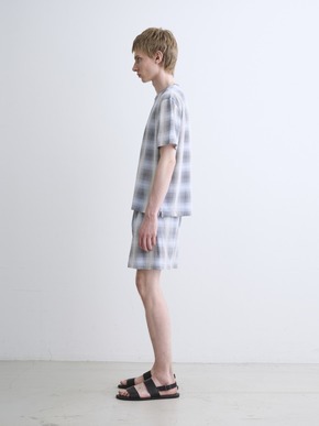 Men's shadow check print t-shirt 詳細画像