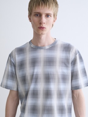 Men's shadow check print t-shirt 詳細画像