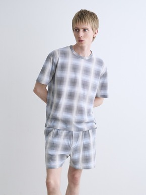 Men's shadow check print t-shirt 詳細画像