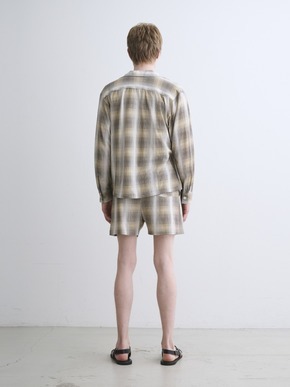 Men's shadow check print shirt 詳細画像