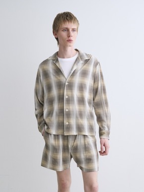 Men's shadow check print shirt 詳細画像