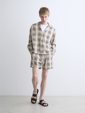 Men's shadow check print shirt 詳細画像