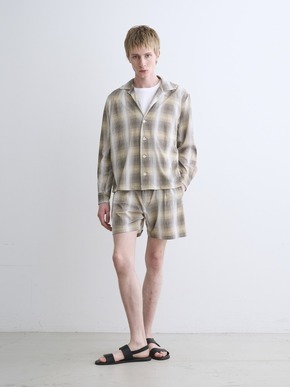 Men's shadow check print shirt 詳細画像