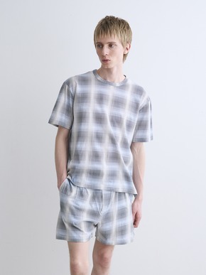 Men's shadow check print short pants 詳細画像