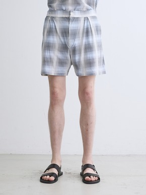 Men's shadow check print short pants 詳細画像