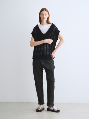 Mesh cotton sweater vest 詳細画像