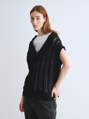 Mesh cotton sweater vest 詳細画像