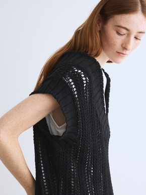 Mesh cotton sweater vest 詳細画像