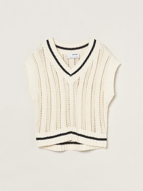 Mesh cotton sweater vest 詳細画像