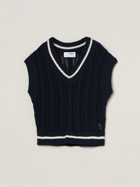 Mesh cotton sweater vest 詳細画像