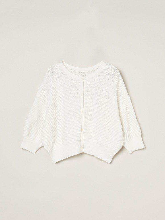 Mesh high twistedcotton cardigan