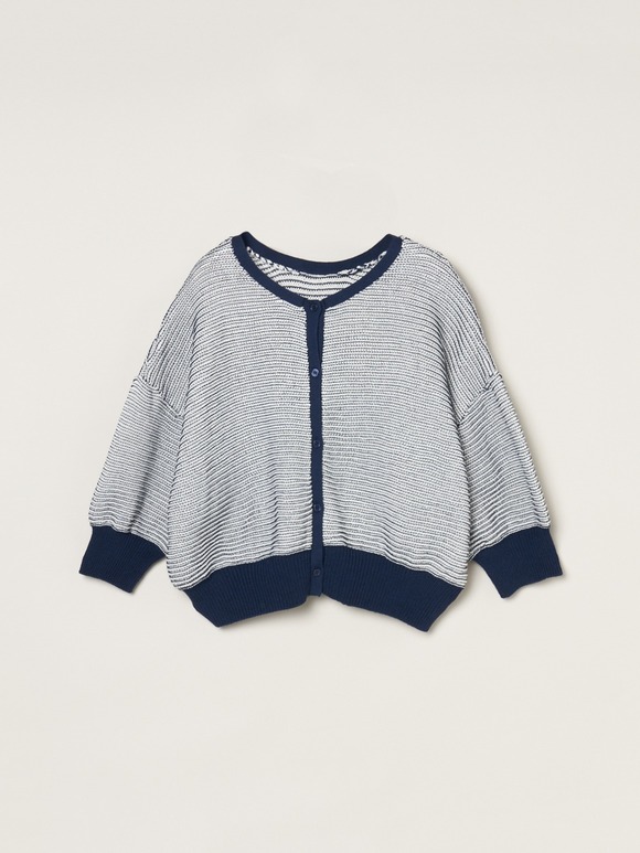 Mesh high twistedcotton cardigan