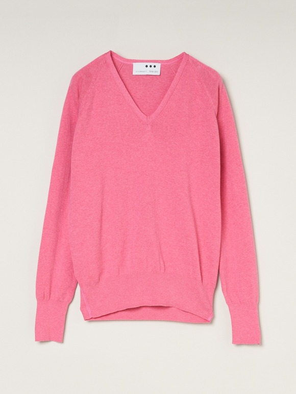Cotton melange l/s v neck