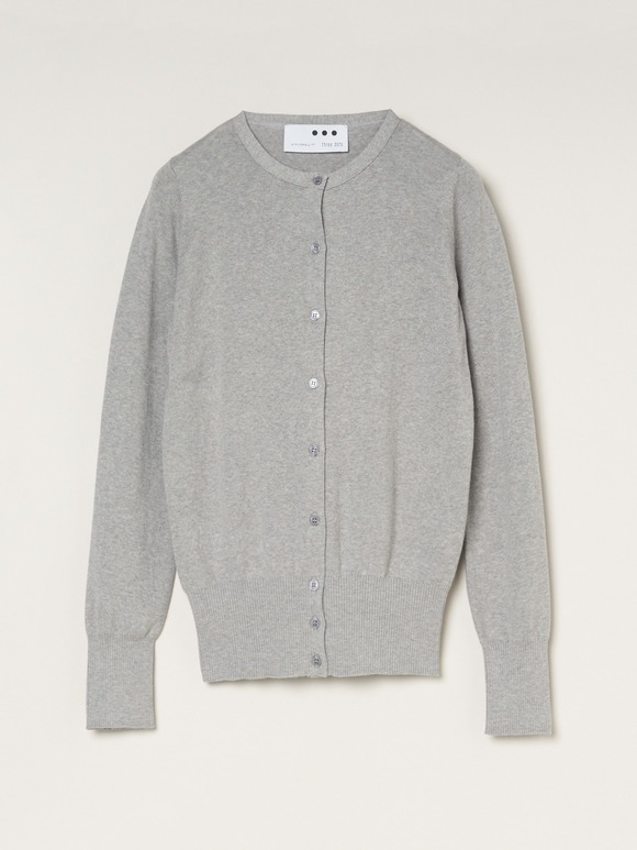 Cotton melange l/s crew cardigan