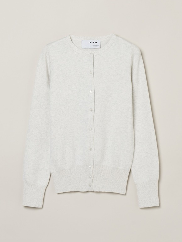 Cotton melange l/s crew cardigan