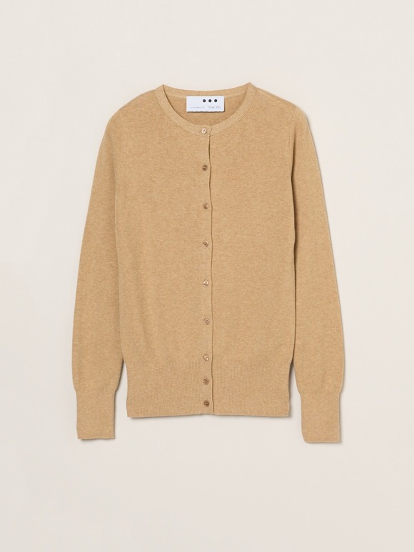 Cotton melange l/s crew cardigan