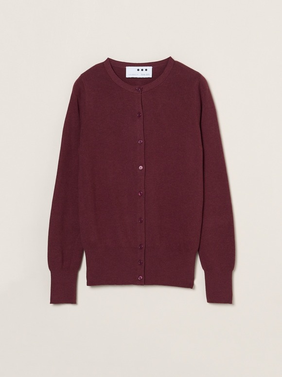 Cotton melange l/s crew cardigan