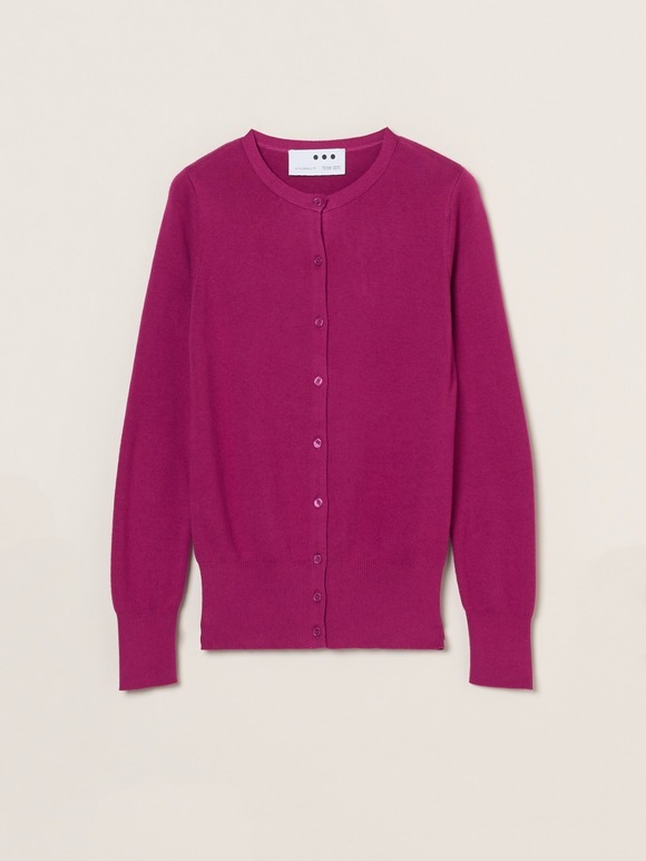 Cotton melange l/s crew cardigan