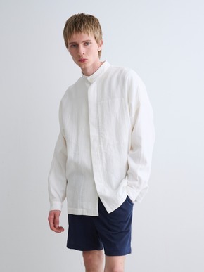 Men's garment dye stand collar shirts 詳細画像