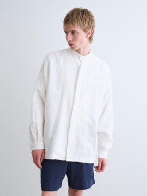 Men's garment dye stand collar shirts 詳細画像