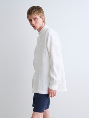 Men's garment dye stand collar shirts 詳細画像