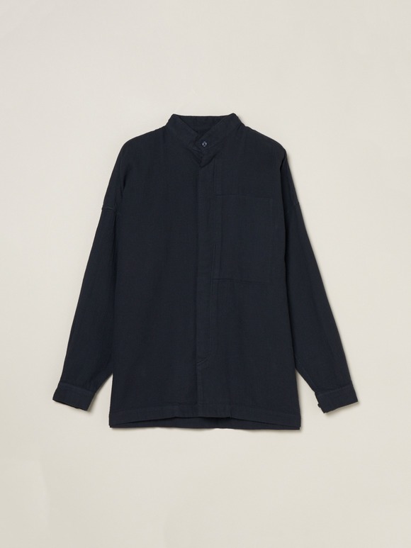 Men's garment dye stand collar shirts