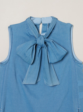 Air denim tie blouse 詳細画像