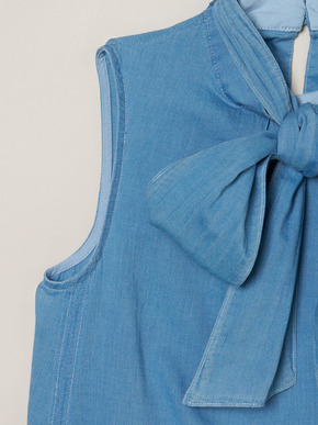 Air denim tie blouse 詳細画像