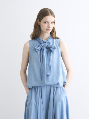 Air denim tie blouse 詳細画像