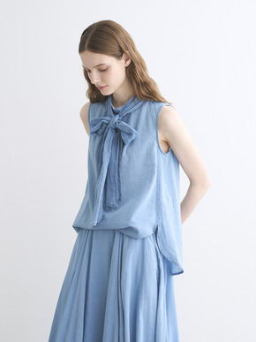 Air denim tie blouse 詳細画像