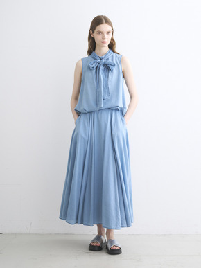 Air denim tie blouse 詳細画像