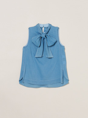 Air denim tie blouse 詳細画像