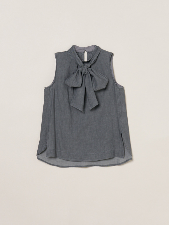 Air denim tie blouse