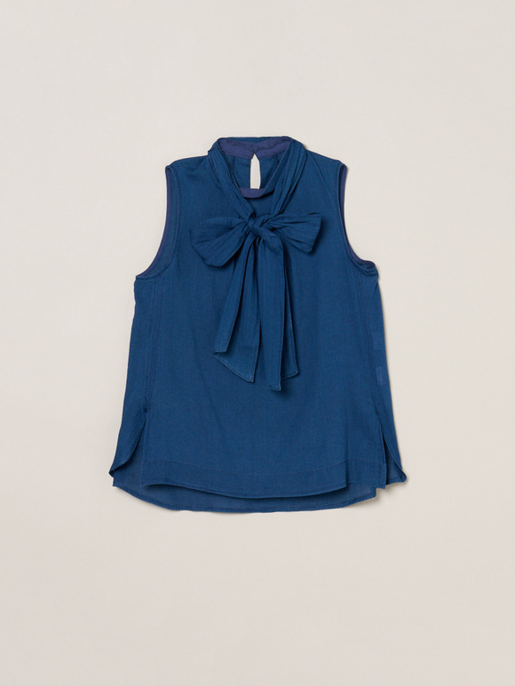 Air denim tie blouse