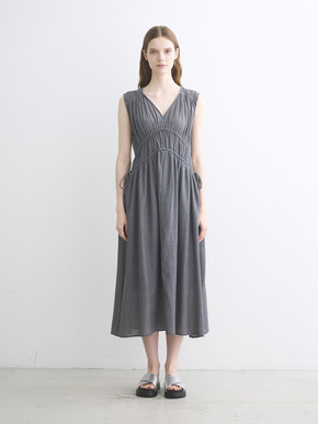 Air denim gather dress 詳細画像