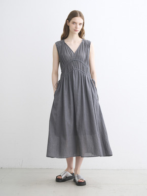 Air denim gather dress 詳細画像
