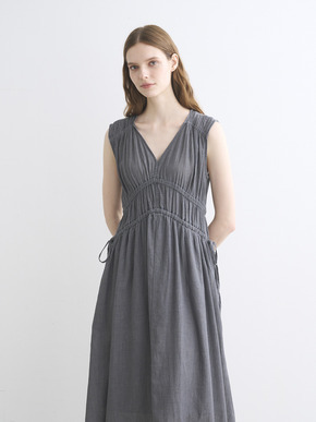 Air denim gather dress 詳細画像