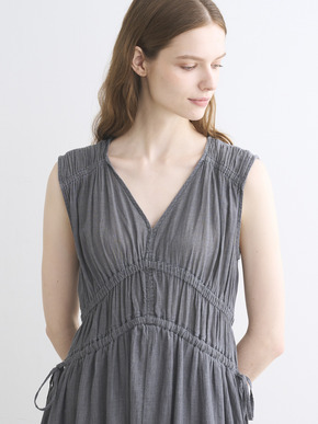 Air denim gather dress 詳細画像