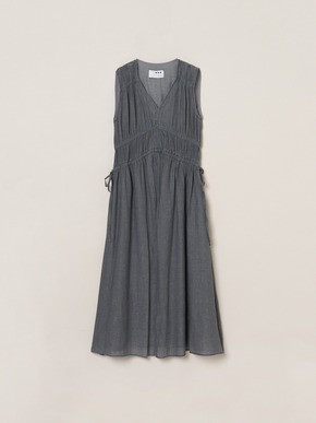 Air denim gather dress 詳細画像