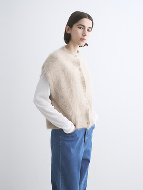 Fur cashmere vest cardigan 詳細画像
