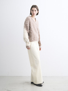 Cloudy shaggy argyle boxy tops 詳細画像