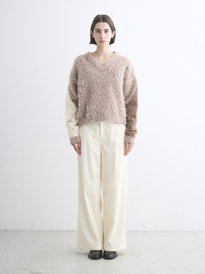 Cloudy shaggy argyle boxy tops 詳細画像