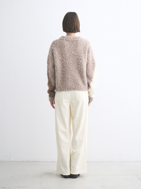 Cloudy shaggy argyle boxy tops 詳細画像