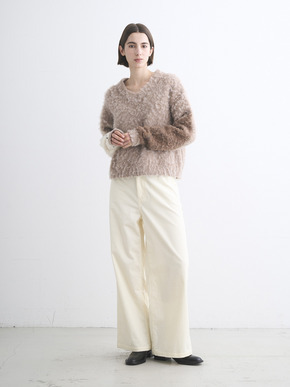 Cloudy shaggy argyle boxy tops 詳細画像