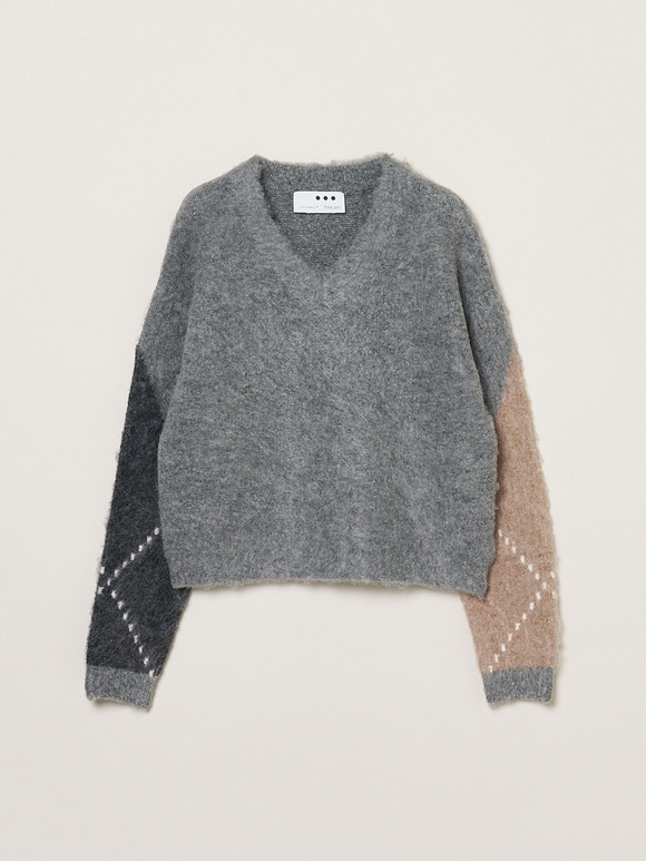 Cloudy shaggy argyle boxy tops