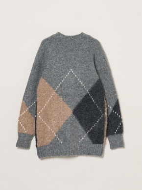 Cloudy shaggy argyle cardigan 詳細画像