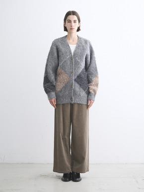 Cloudy shaggy argyle cardigan 詳細画像